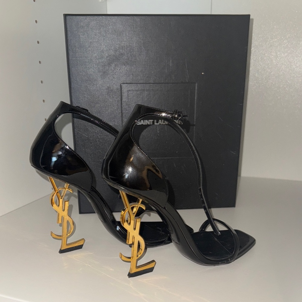 Saint Laurent Black and Gold Women's Heels - Picture 4 of 9